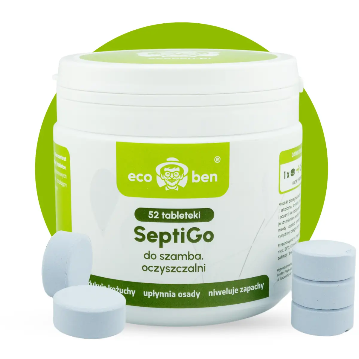 Tabletki SeptiGo - Tabletki biologiczne do szamba, oczyszczalni - 52 szt