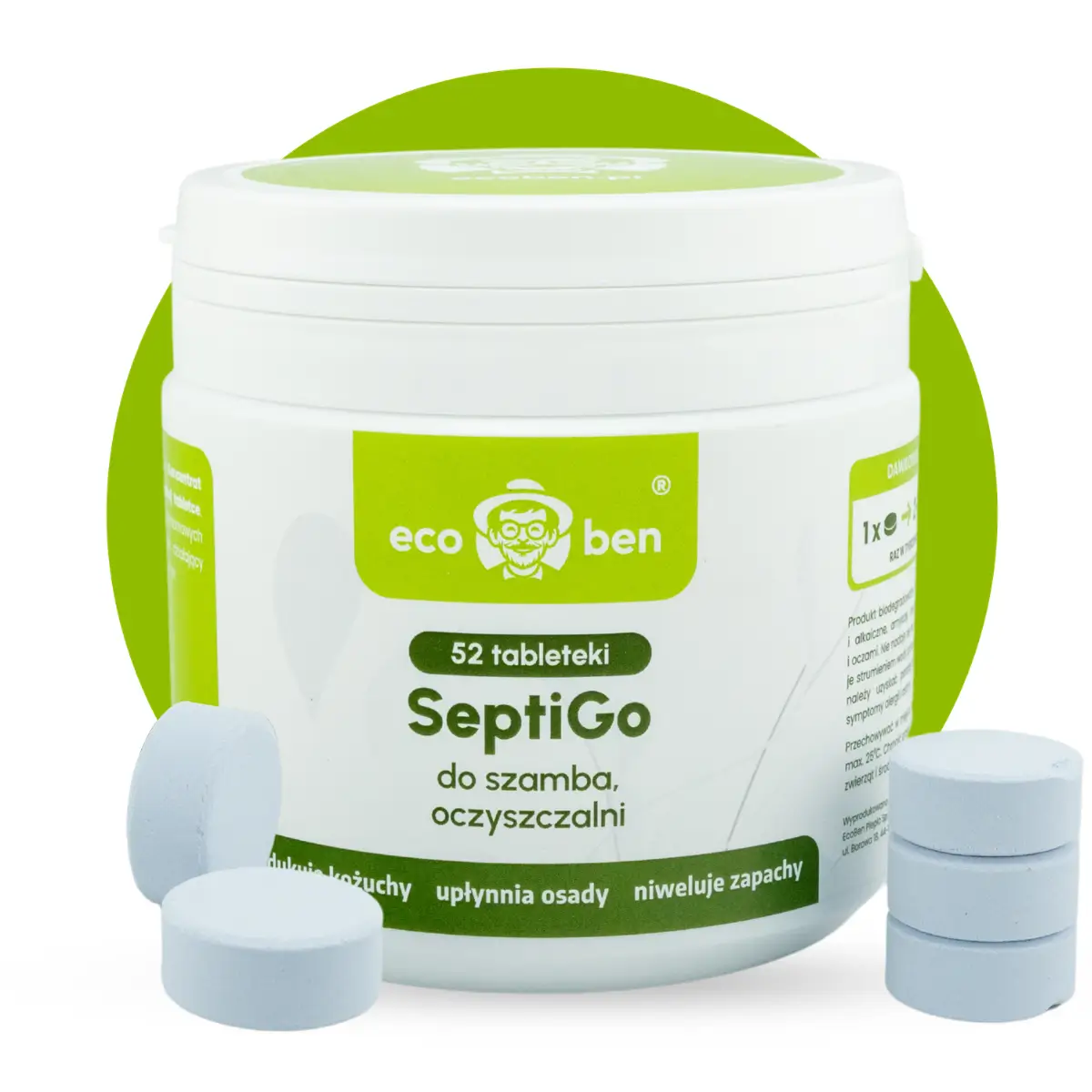 Tabletki SeptiGo - Tabletki biologiczne do szamba, oczyszczalni - 52 szt
