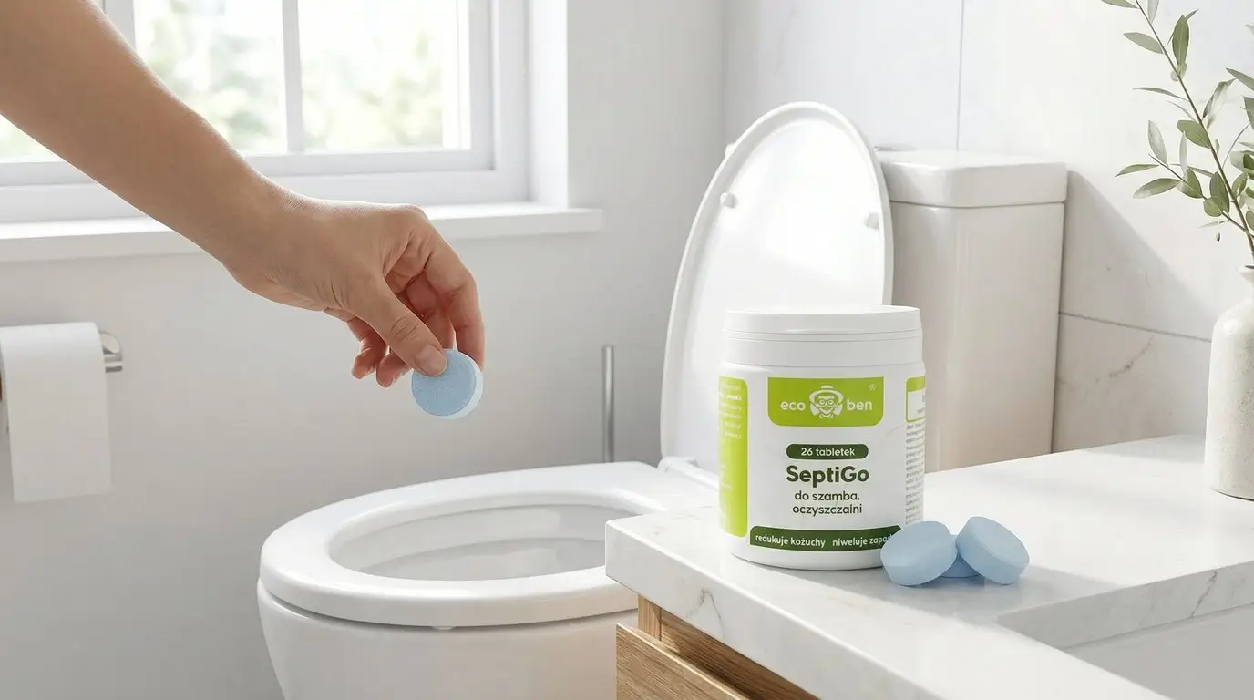 Wrzucanie tabletki biologicznej SeptiGo do toalety | EcoBen