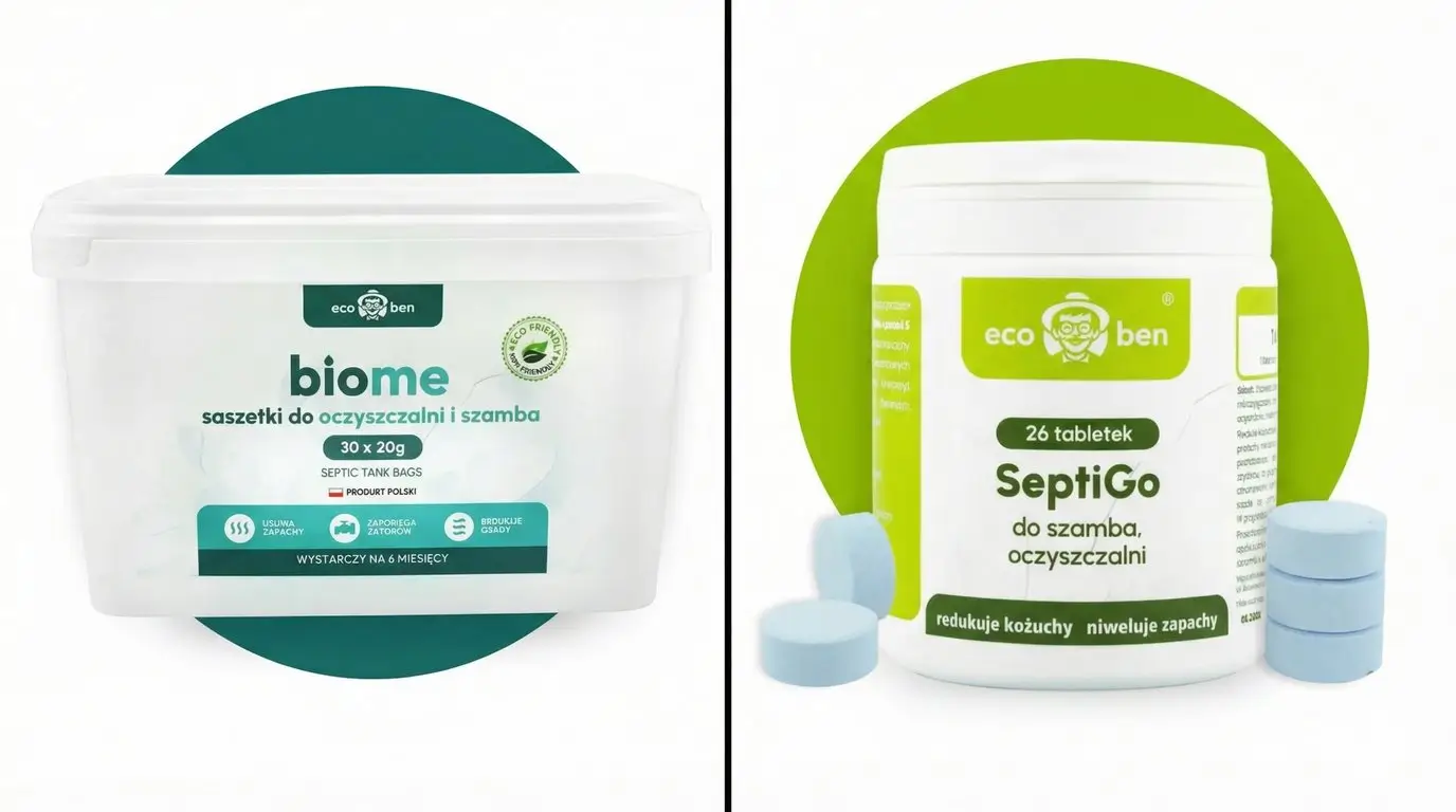 Porównanie dwóch produktów linii BioMe marki EcoBen na temat biopreparatów do szamba.