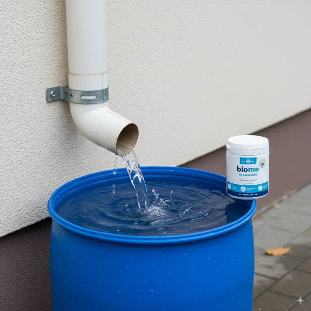 Klarowna woda deszczowa w zbiorniku po oczyszczeniu