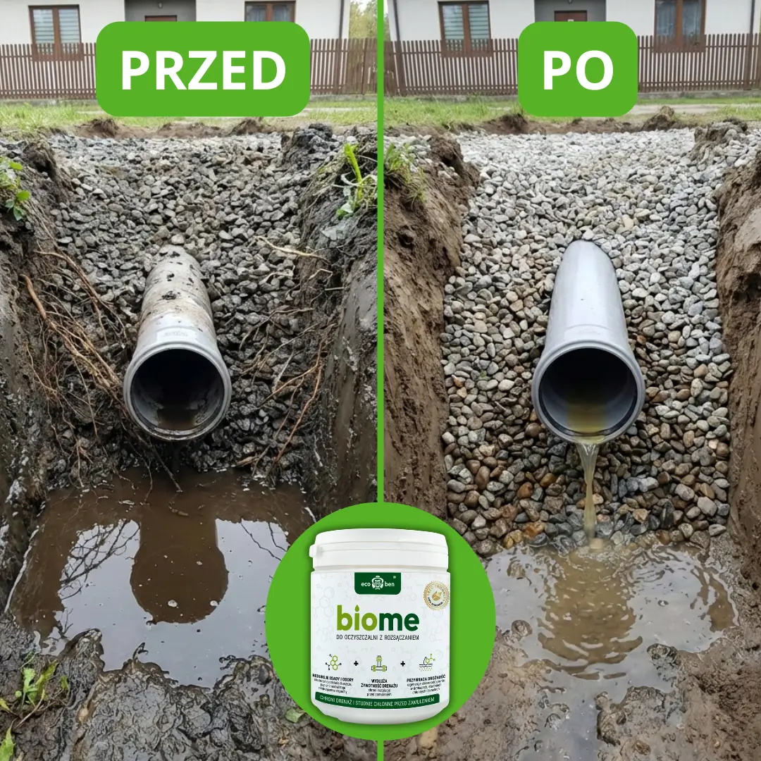 Zamulony drenaż oczyszczalni — problem kolmatacji gruntu