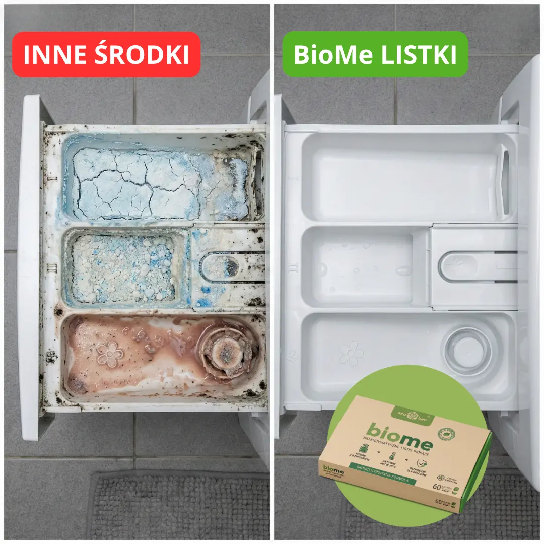 Listki Piorące BioMe — efekt prania przed i po 1