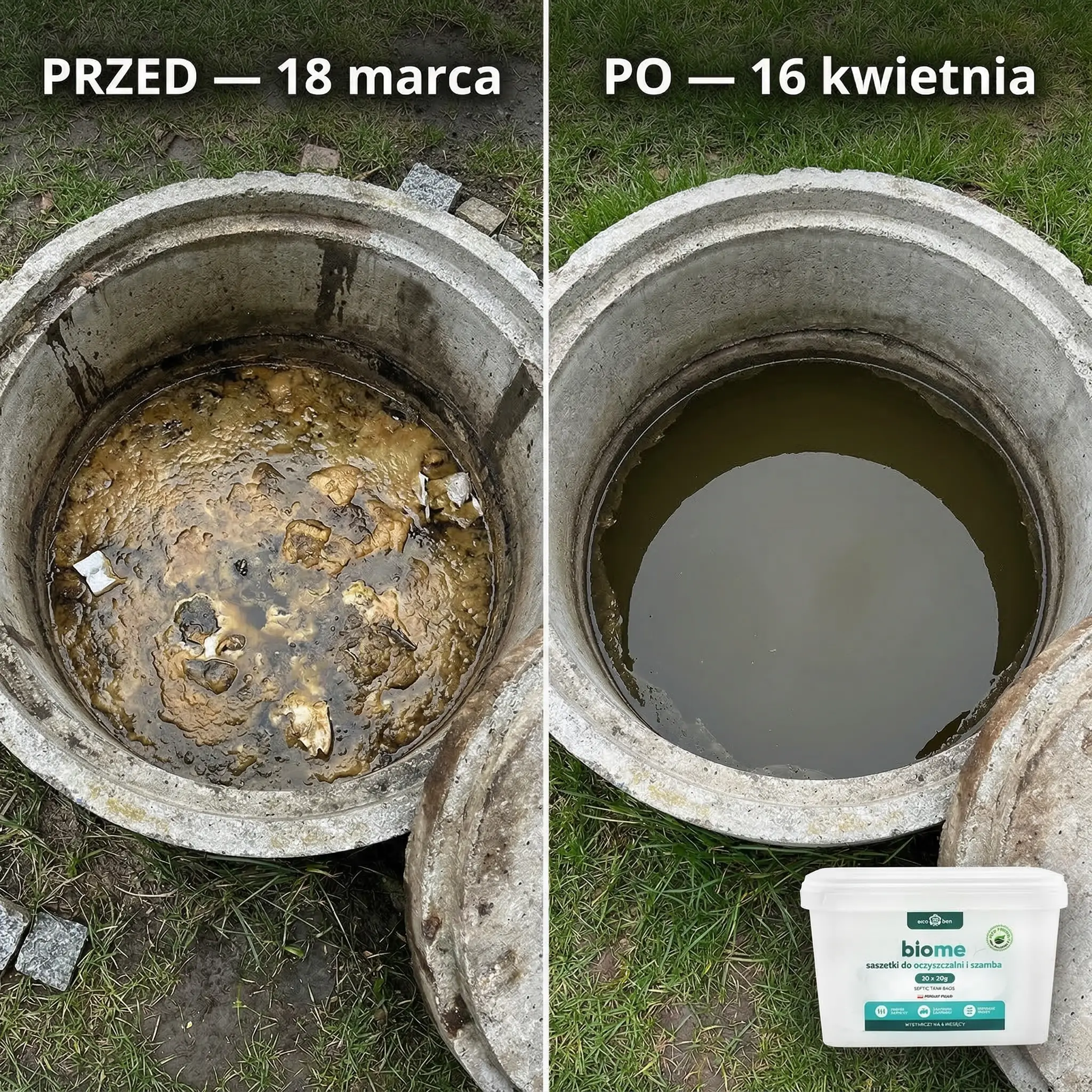 BioMe Saszetki do szamba — problem z kożuchem i zapachem