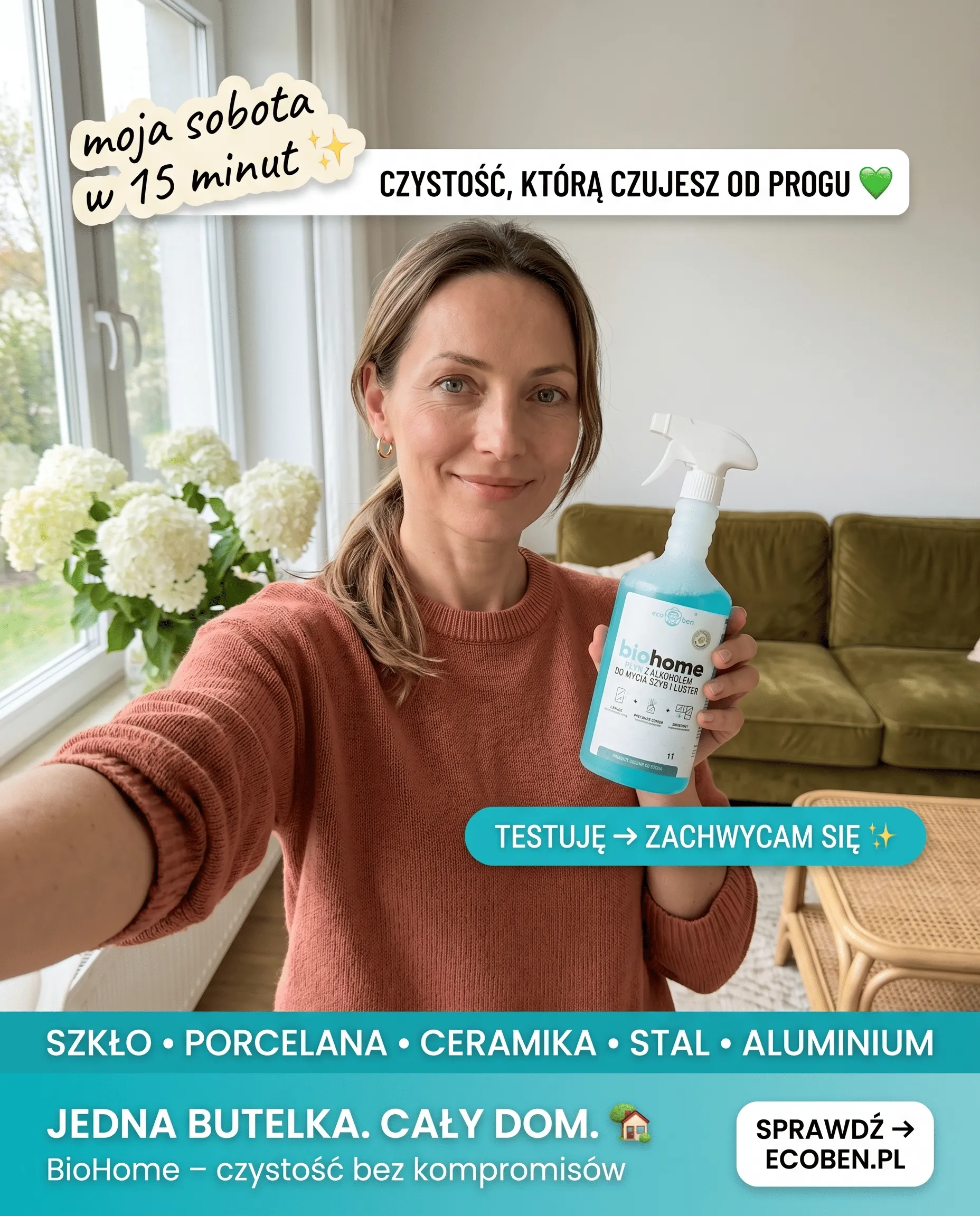 BIOHOME Płyn do Szyb i Luster – formuła z alkoholem izopropylowym